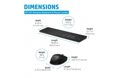 HP 655 Wireless Keyboard and Mouse Combo (Bulk 10)