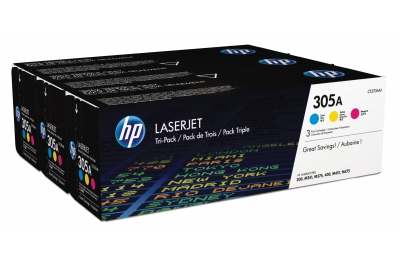 HP 305A 3-pack Cyan/Magenta/Yellow Original LaserJet Toner Cartridges