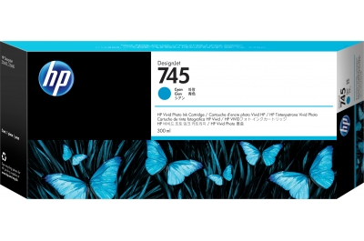 HP 745 300-ml DesignJet Cyan Ink Cartridge